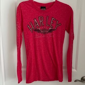 Harley Davidson Red Long Sleeve Shirt Naples Florida live to ride